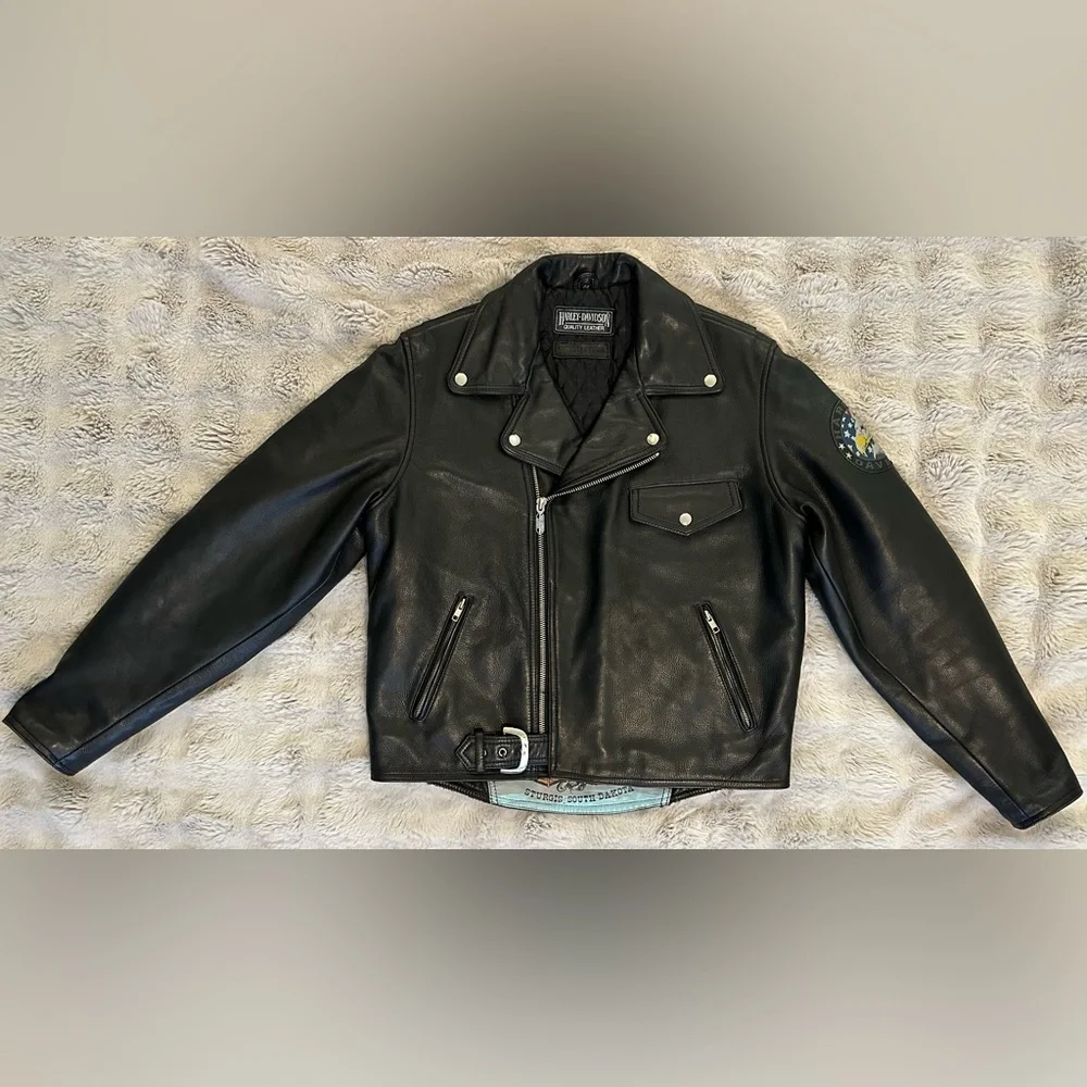 Harley-Davidson USA Made Leather Jacket Eagle Graphic Sturgis 44